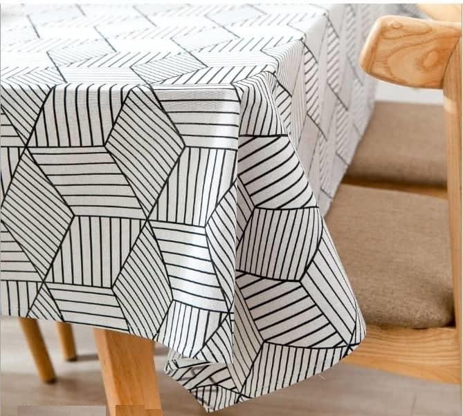 [HCM]Khăn trải bàn canvas lập thể trắng