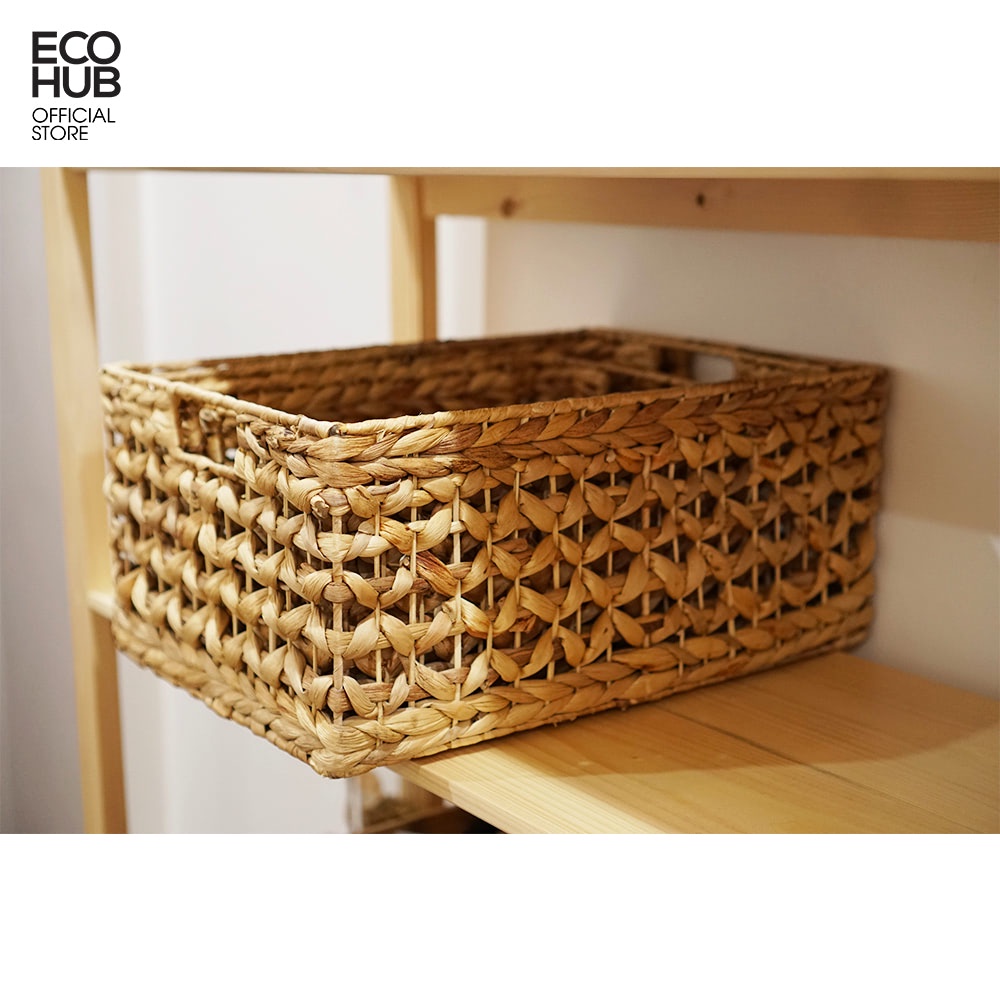 Giò lục bình chữ nhật ECOHUB hoa thị, đựng đồ (Bộ 3 Size)