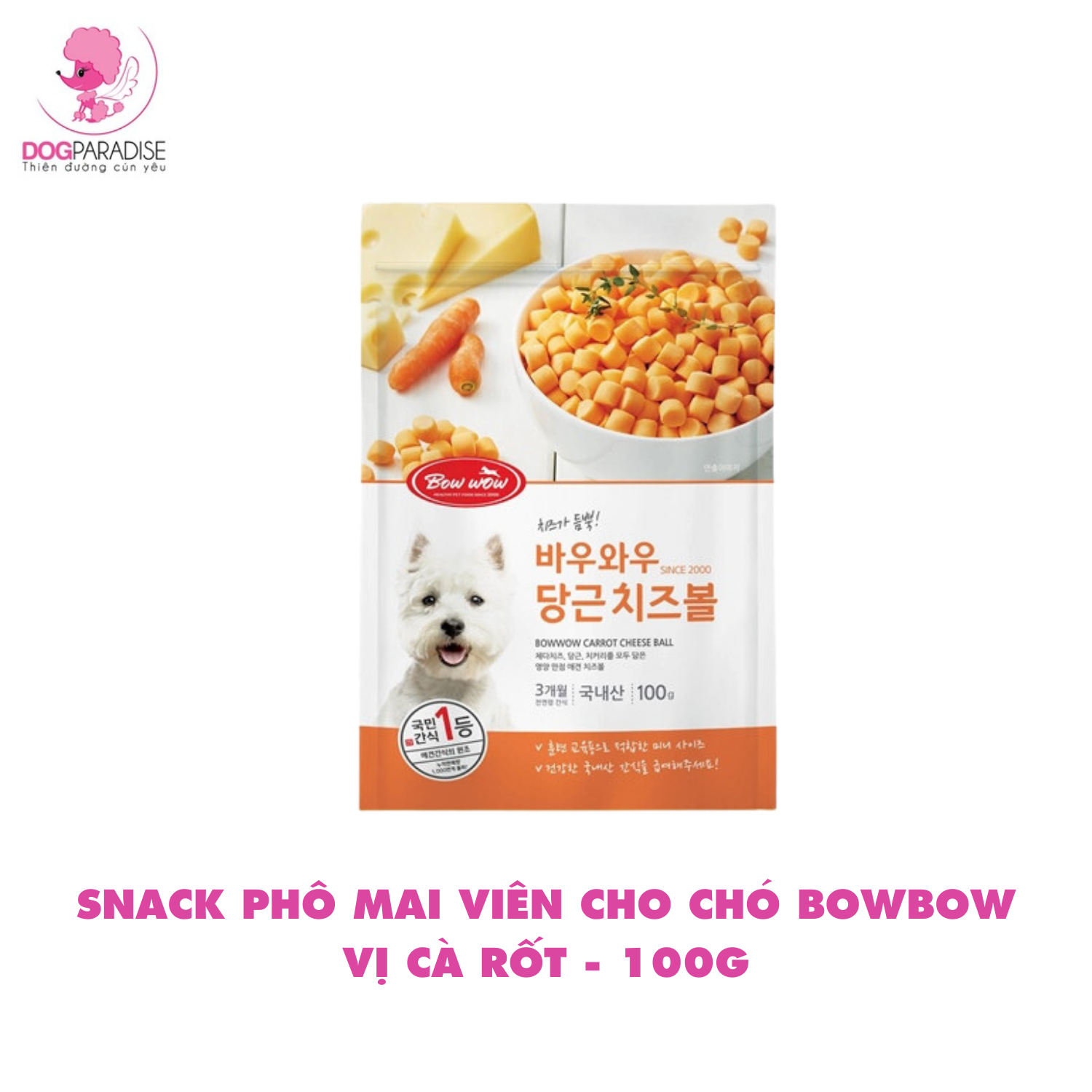 Snack dạng viên cho chó bowbow vị phô mai cải thiện chức năng gan, tăng sức đề kháng gói 100g/120g