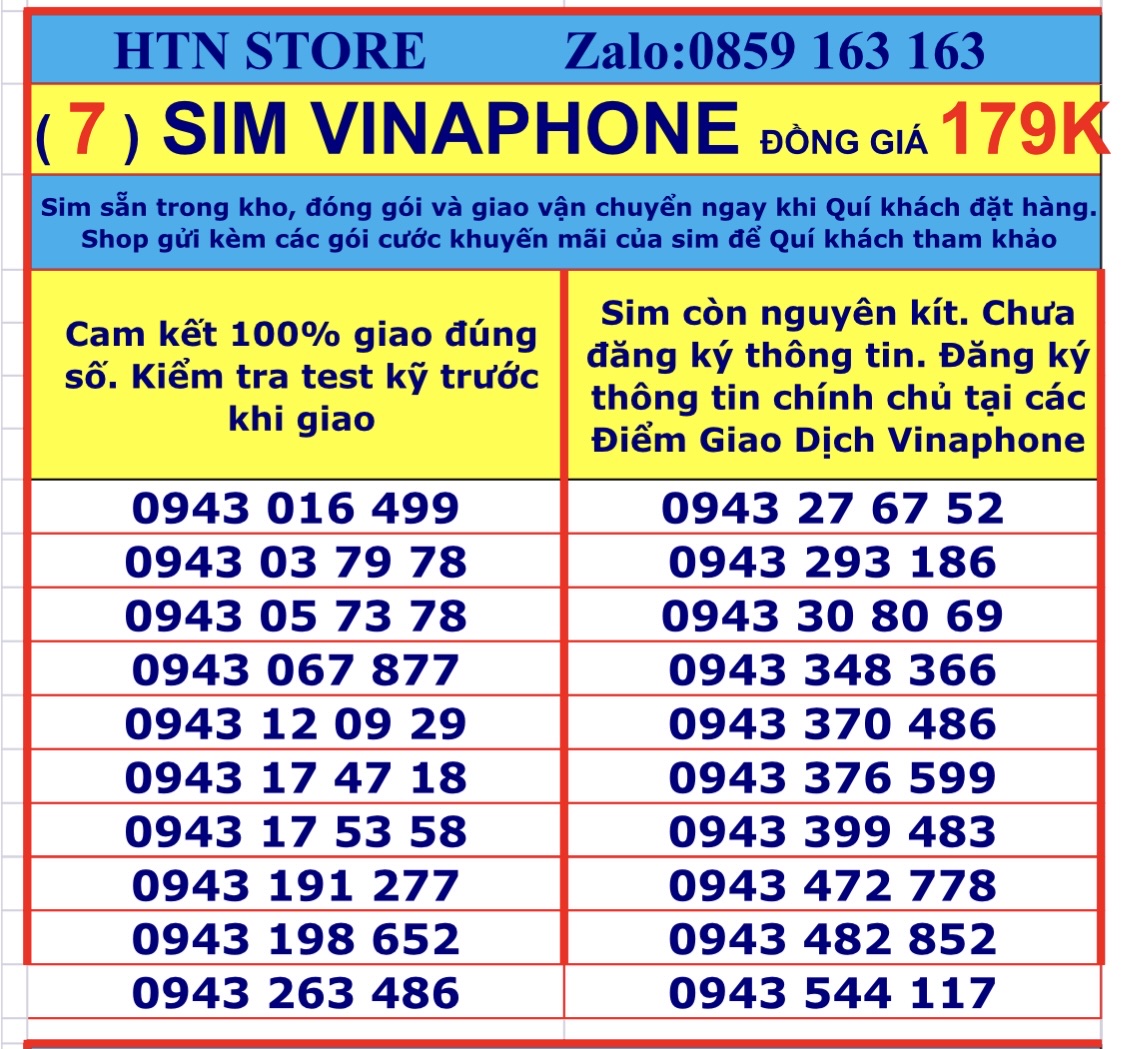 Sim vina số đẹp giá rẻ đồng giá 179k