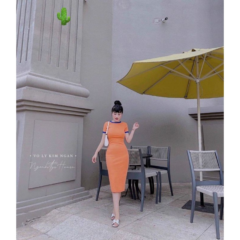 🌵🌵 Đầm body from dài phối viền thun borip dày đẹp🍀🍀