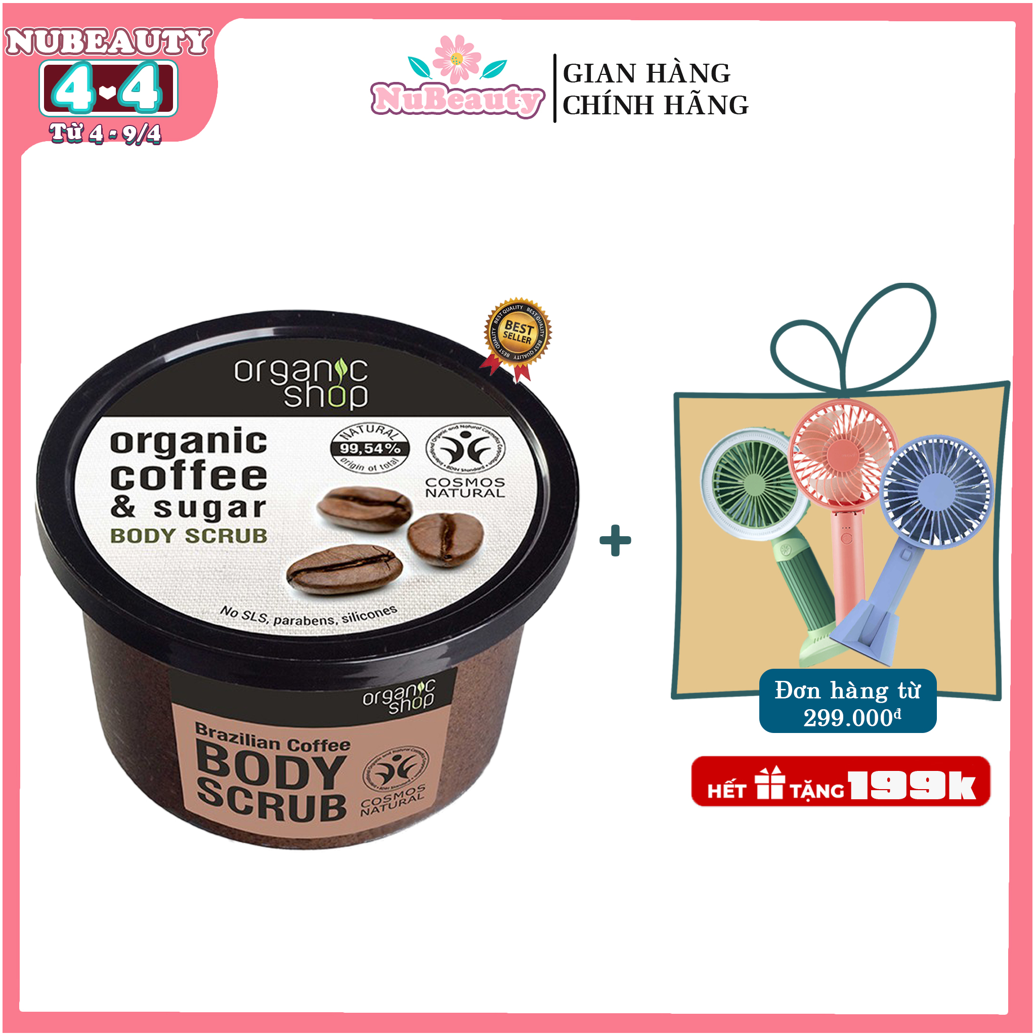 "CHÍNH HÃNG" Tẩy Da Chết Toàn Thân Organic Shop Hương Cà Phê 250ml Body Scrub