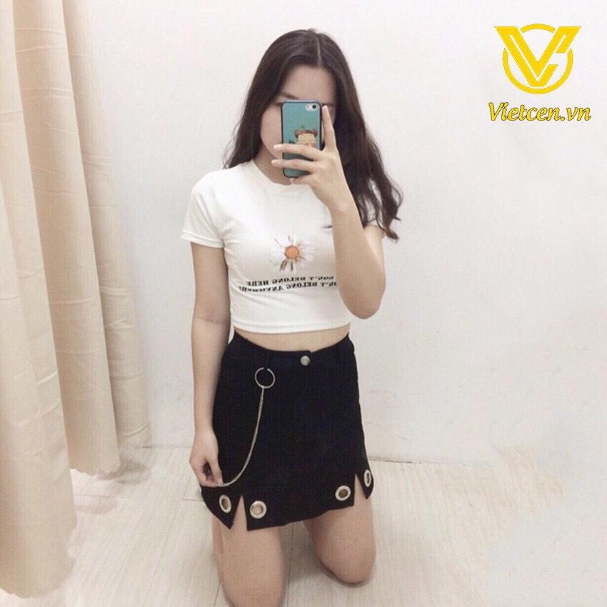 [Mạnh Dũng Store 1] Áo thun croptop họa tiết hoa cúc