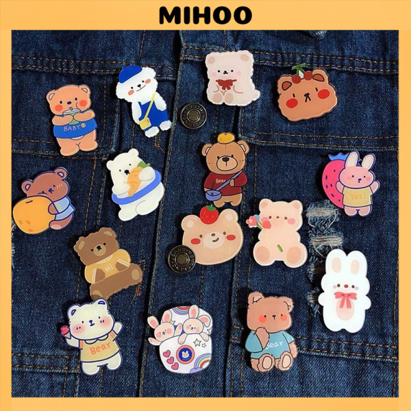 Phụ kiện sticker gim cài trang trí balo túi ví xinh xắn dễ thương MIHOO ST700
