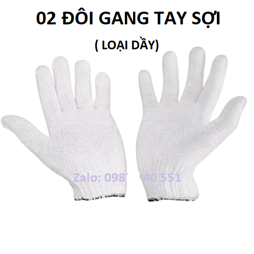 02 đôi găng tay bảo hộ lao động len sợi
