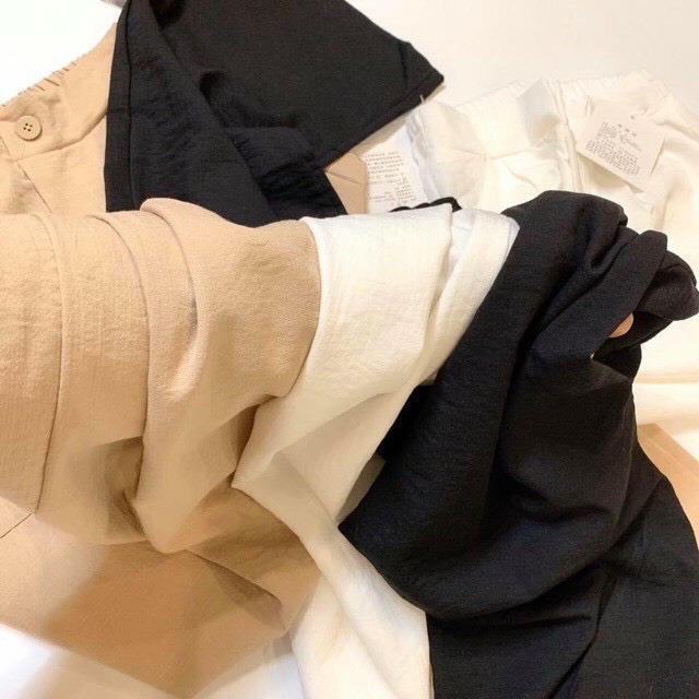 Quần ống rộng nữ lưng cao đũi xước hàn