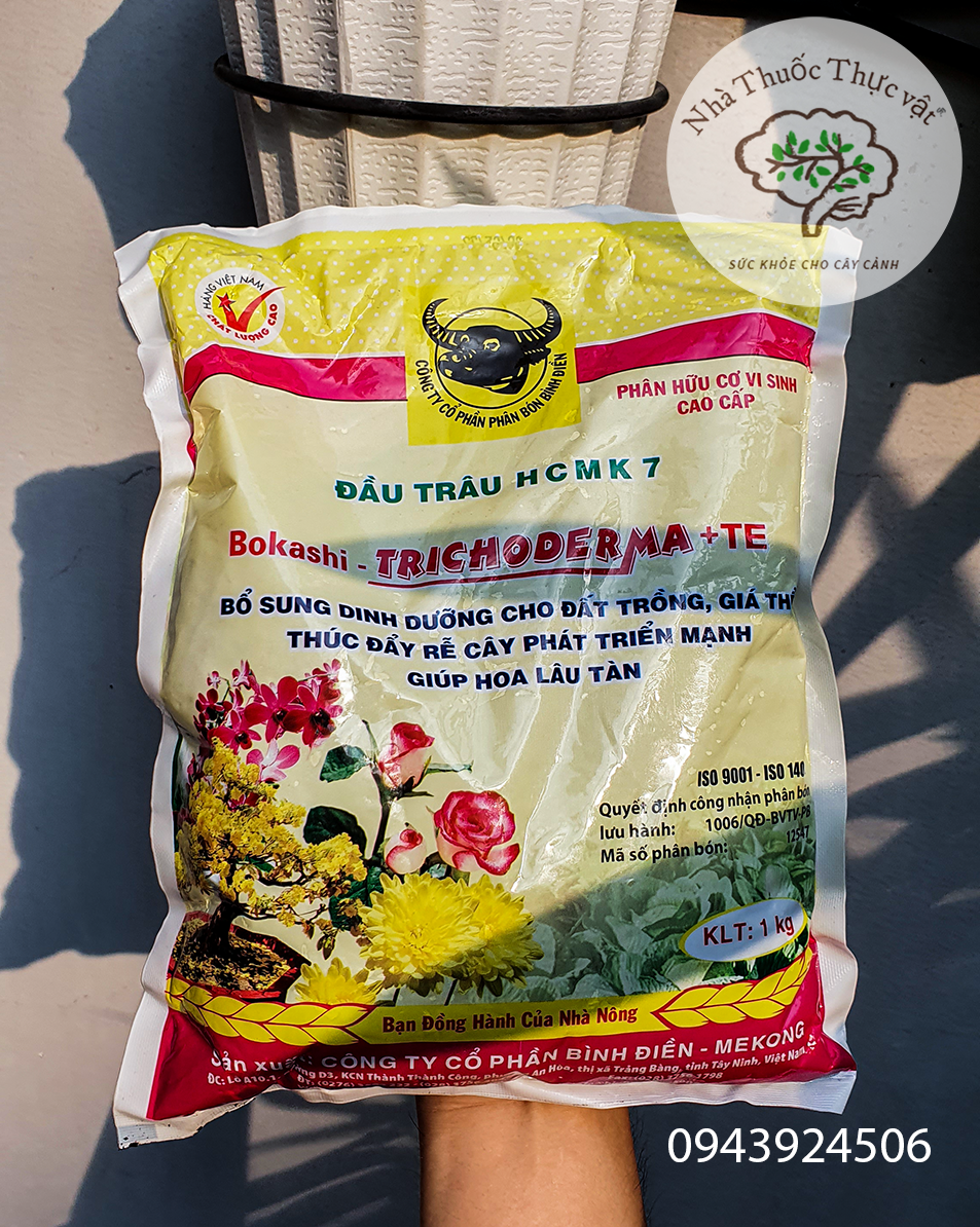 Phân hữu cơ vi sinh trichoderma + te đầu trâu hcmk7 1kg