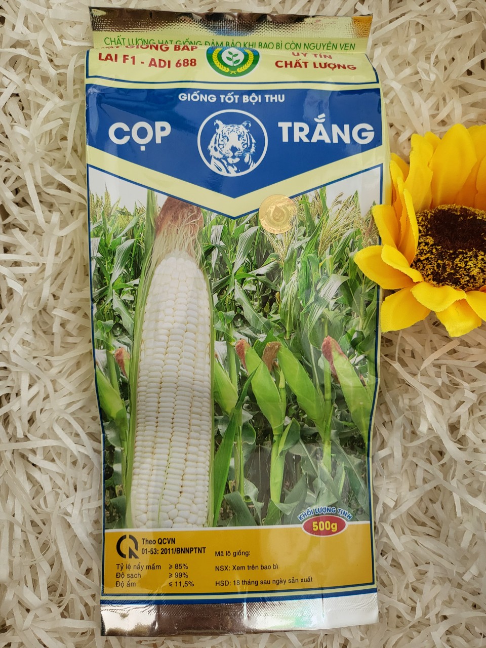 Hạt giống bắp nếp lai f1 adi 688 cọp trắng gói 500g