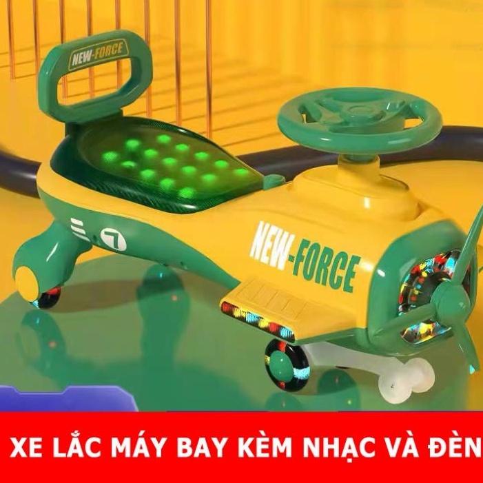 Xe lắc cho bé hình máy bay, Xe chòi chân cao cấp kèm đèn nhạc