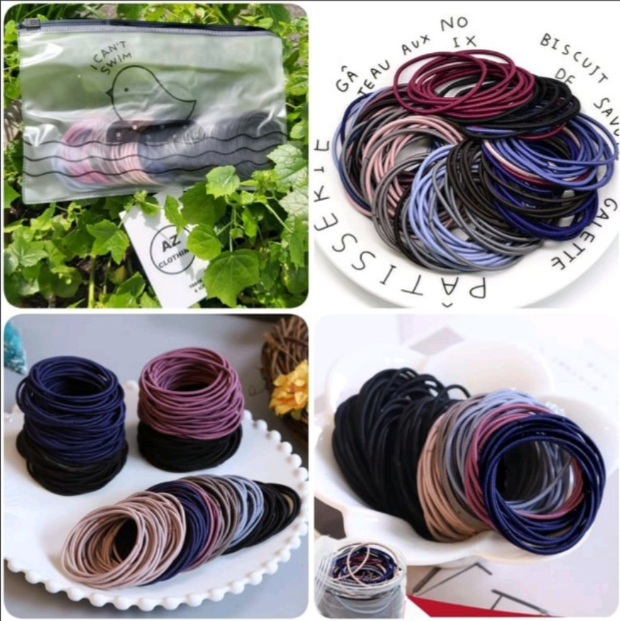 Set 100 dây buộc tóc đủ màu