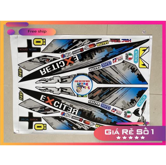 Tem rời xe Exciter 150 thành phố dán xe xám