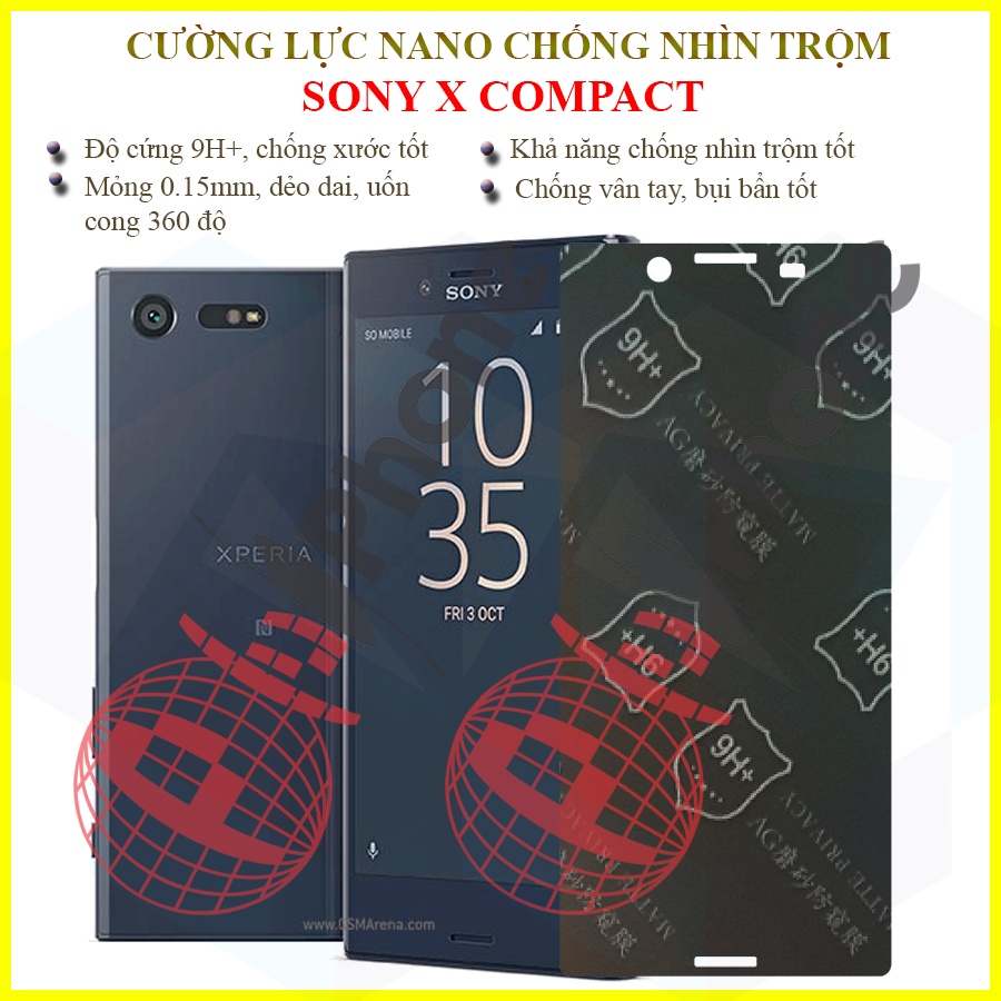 Dán chống nhìn trộm Sony X Compact - Dán cường lực dẻo nano 9H+