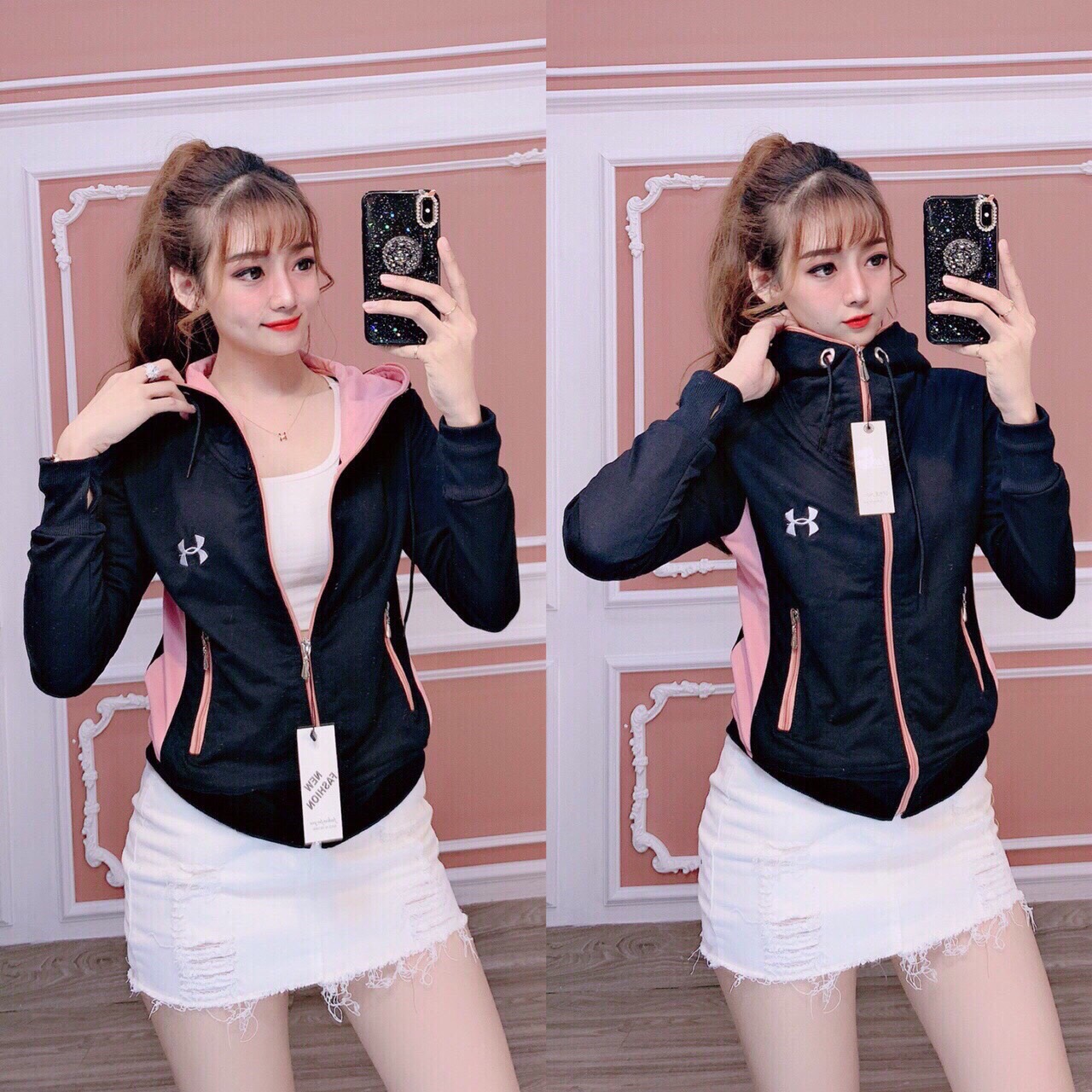 [FreeshipMAX] [HCM]Áo Khoác Nữ 6 Túi Phối Màu Thời Trang