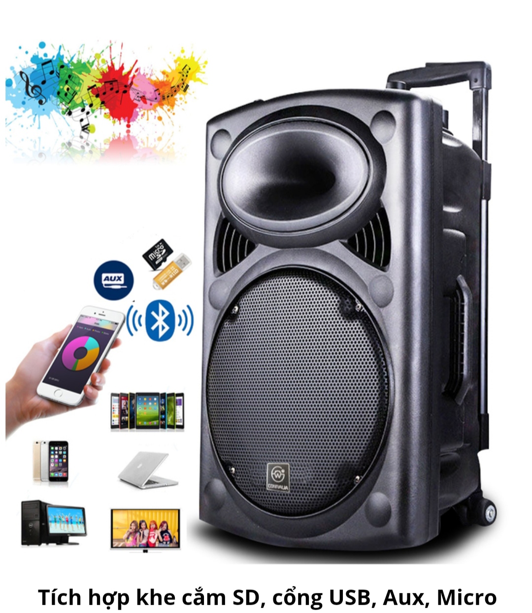 Loa  Bluetooth Karaoke Bass 30. Tặng 3 Micro