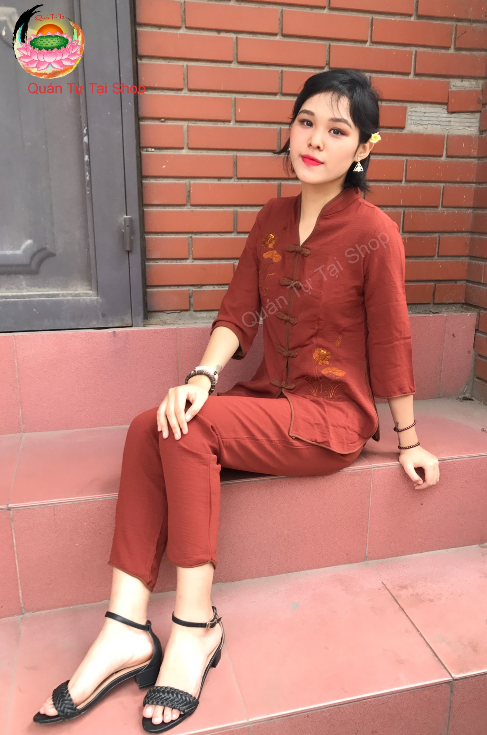 Bộ đồ đi chùa,cổ tàu vải đũi cao cấp