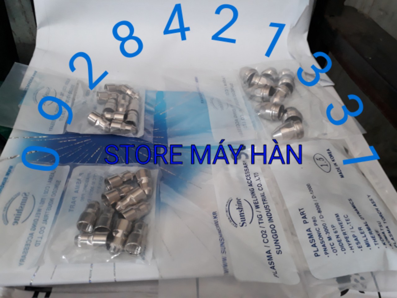 ]Béc cắt plasma SunSine P80  Nam Tirều Tiên 10 Bộ điện cực và vỏ béc