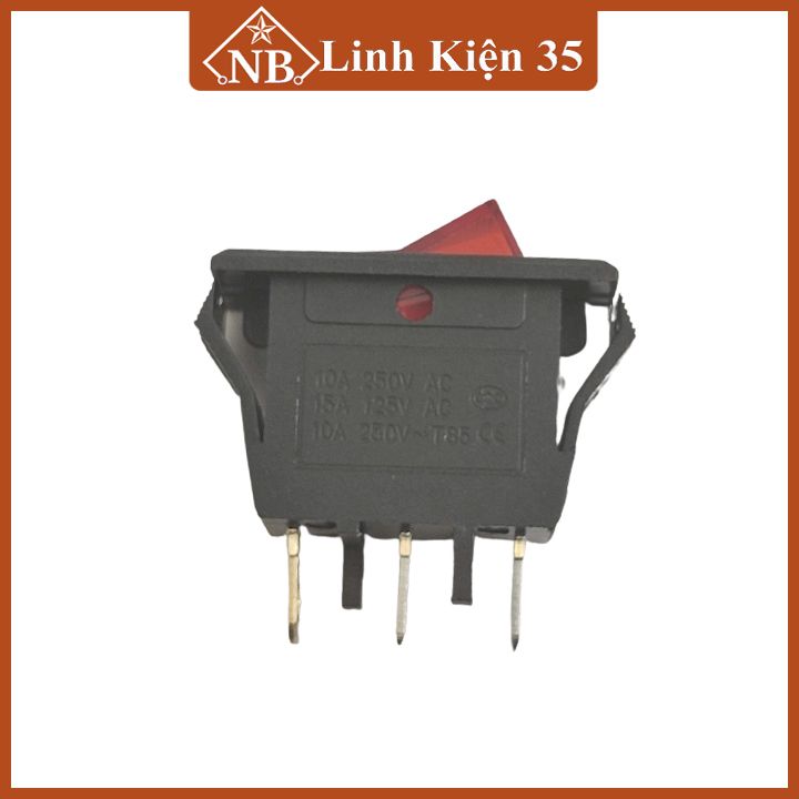 Công tắc bập bênh KCD2-01 10A/250V 3 chân có đèn báo