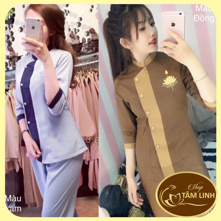 Đồ lam đi chùa_Mẫu Lãnh Tụ Phối Nữ