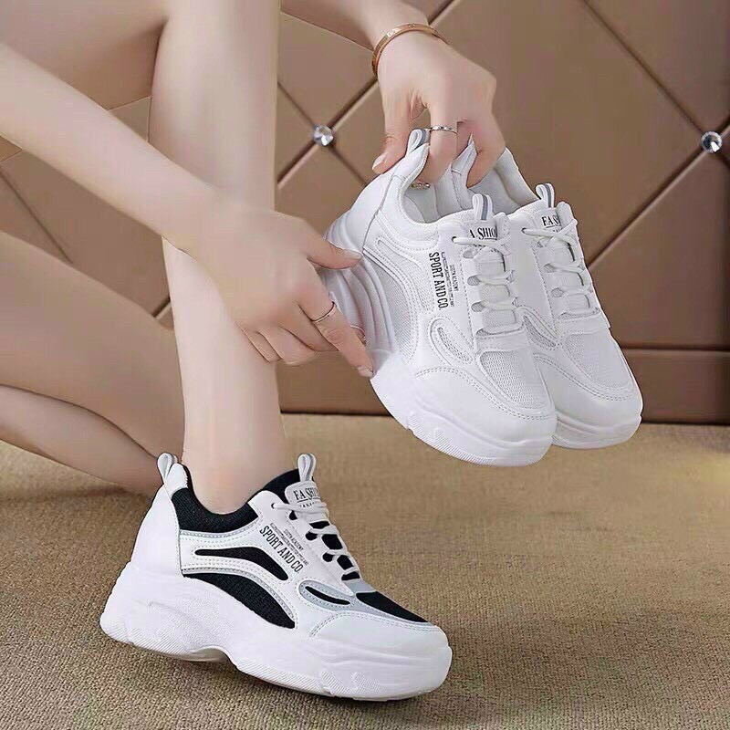 GIÀY THỂ THAO ĐỘN ĐẾ 2 MÀU ĐEN TRẮNG
