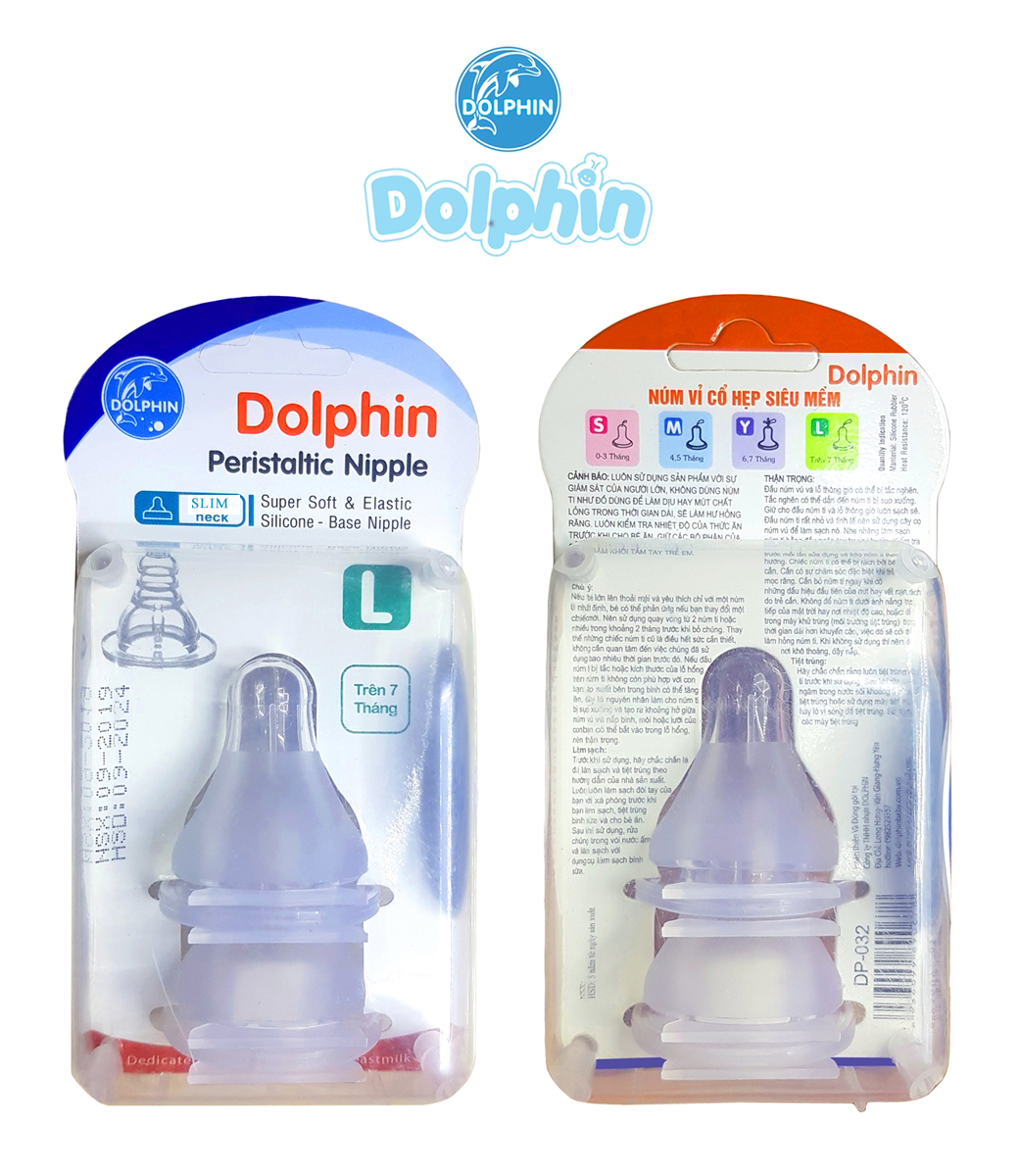 Núm Vỉ Silicone Siêu Mềm Cổ Hẹp Dolphin ( 2 Cái/ Vỉ) - Size S/M/L/Y