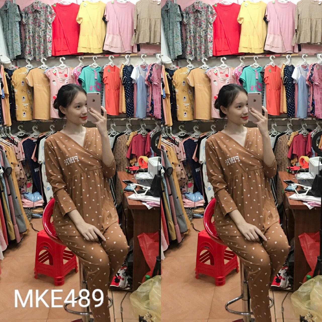 Đồ bộ bầu kết hợp sau sinh chất cotton
