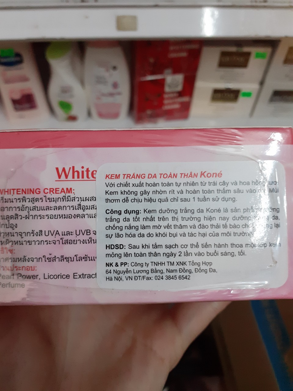 body siêu trắng Koné (hoa hồng+ngọc trai)