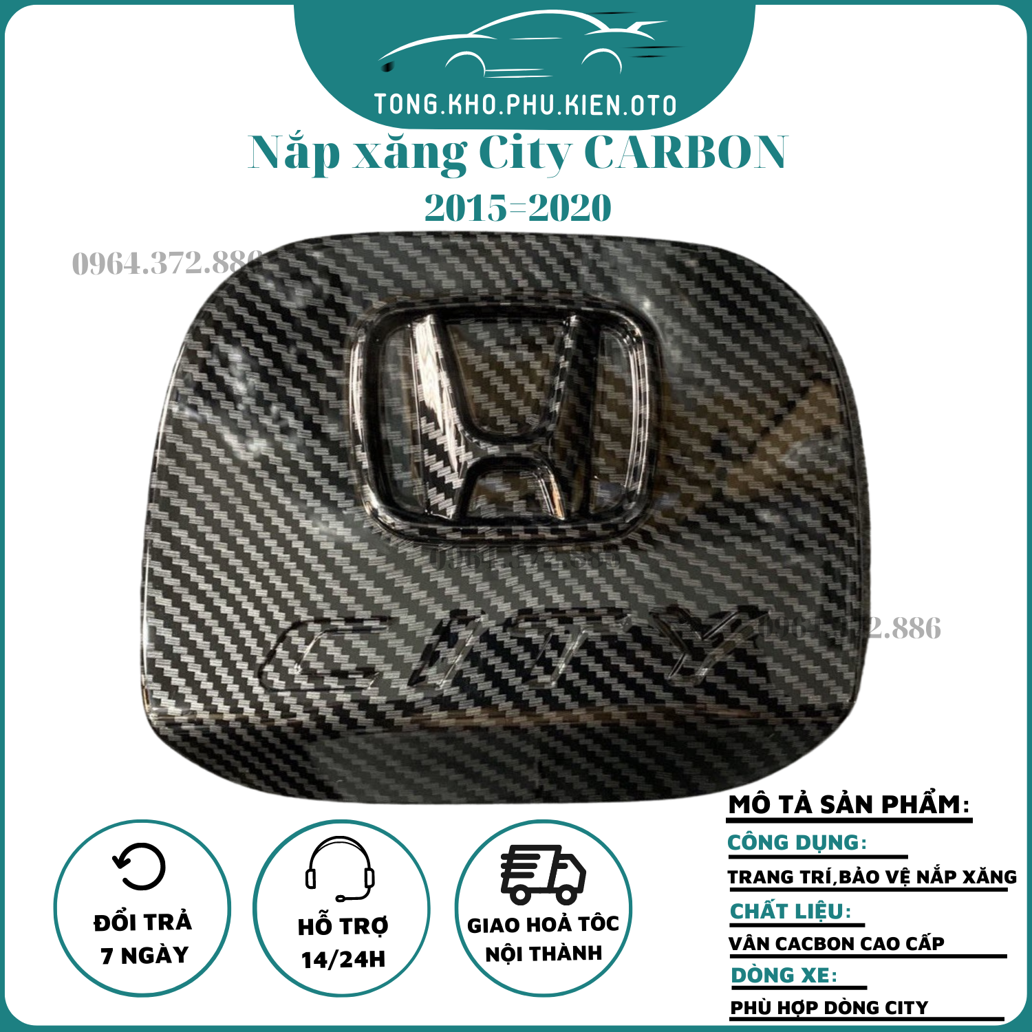 Ốp nắp bình xăng xe honda city 2014 - 2021 vân carbon cao cấp