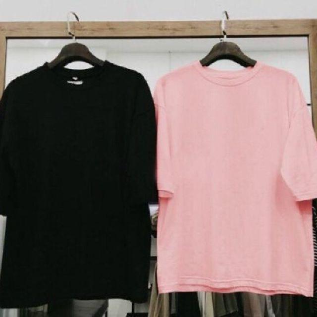 Combo 2 áo thun nam tay lỡ form rộng TRƠN vải dày mịn ( đen/ hồng )
