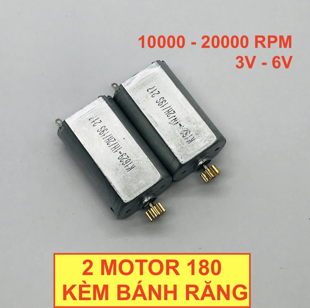 [HCM]2 motor 180 mô tơ mini 180-2848 từ tính mạnh kèm bánh răng kim loại điện áp 3V-6V lực mạnh tốc độ 10000-20000 RPM - LK0112