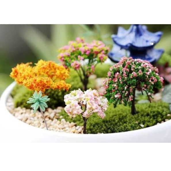 Phụ Kiện Tiểu cảnh - Cây cảnh nhựa trang trí chậu cây sen đá xương rồng cây mini