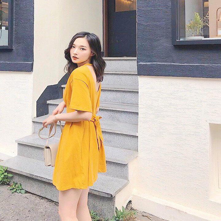 Váy Xoè Hở Lưng Chất Cotton Mềm Mịn
