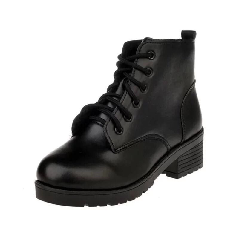 Giầy Nữ Cổ Cao Bốt (Boot) Dây Thời Trang Màu Đen (Grab Store)