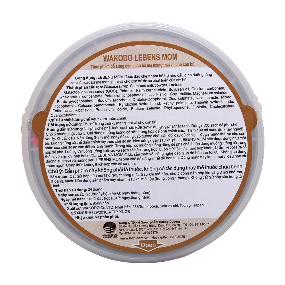 Sữa bột Wakodo Lebens Mom 850g