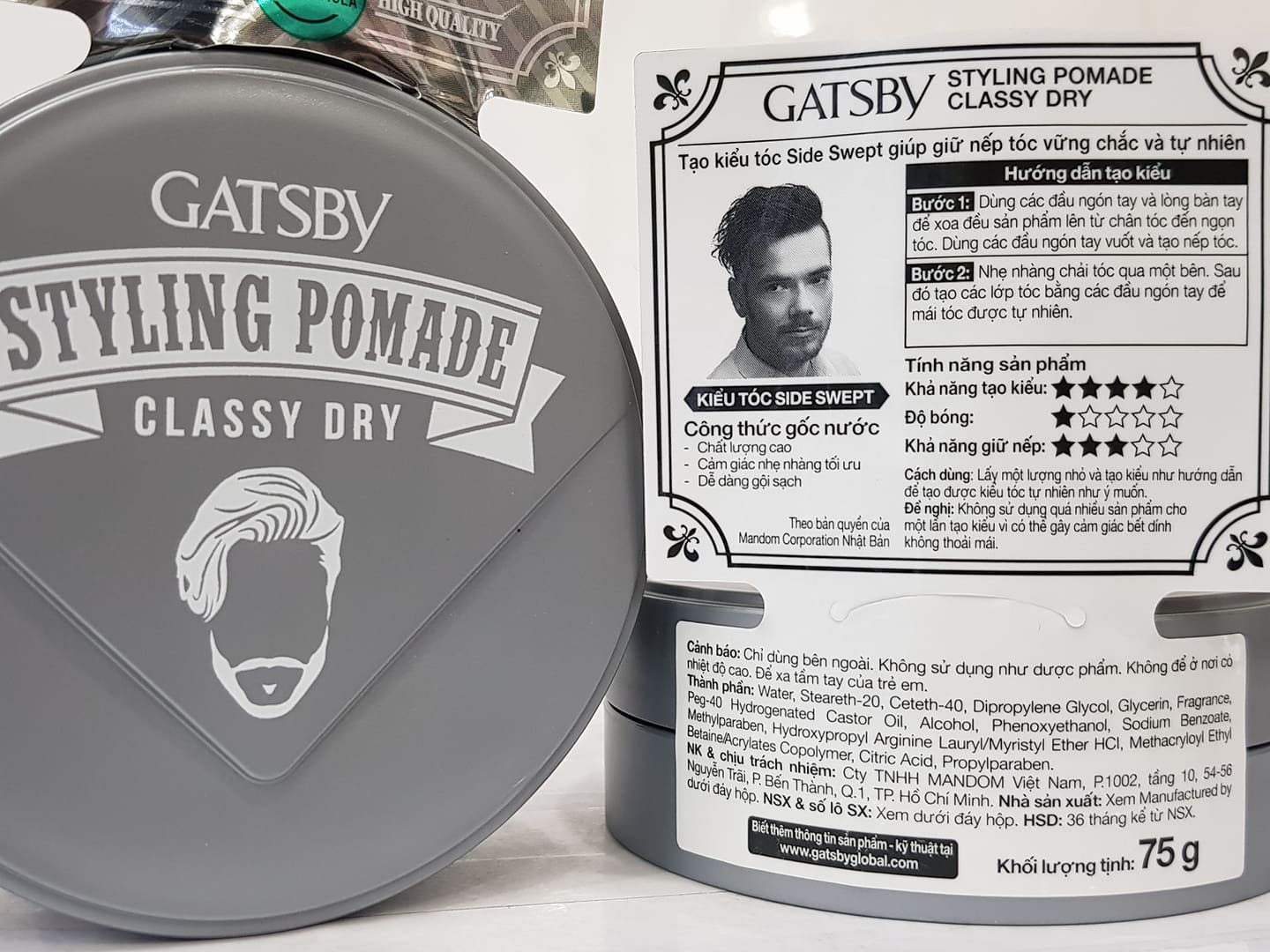 Wax Vuốt Tóc Nam Gatsby Pomade 75g Indonesia