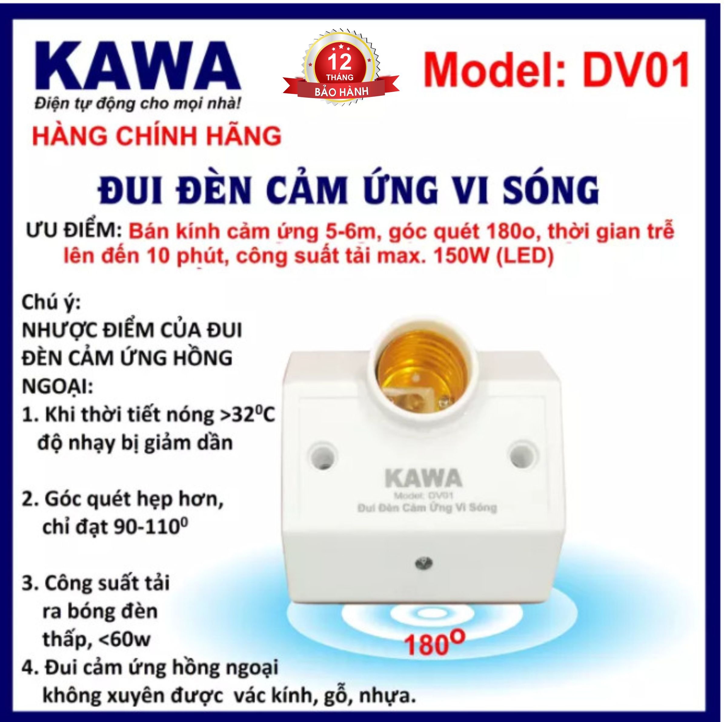 Đui đèn cảm ứng vi sóng dv01