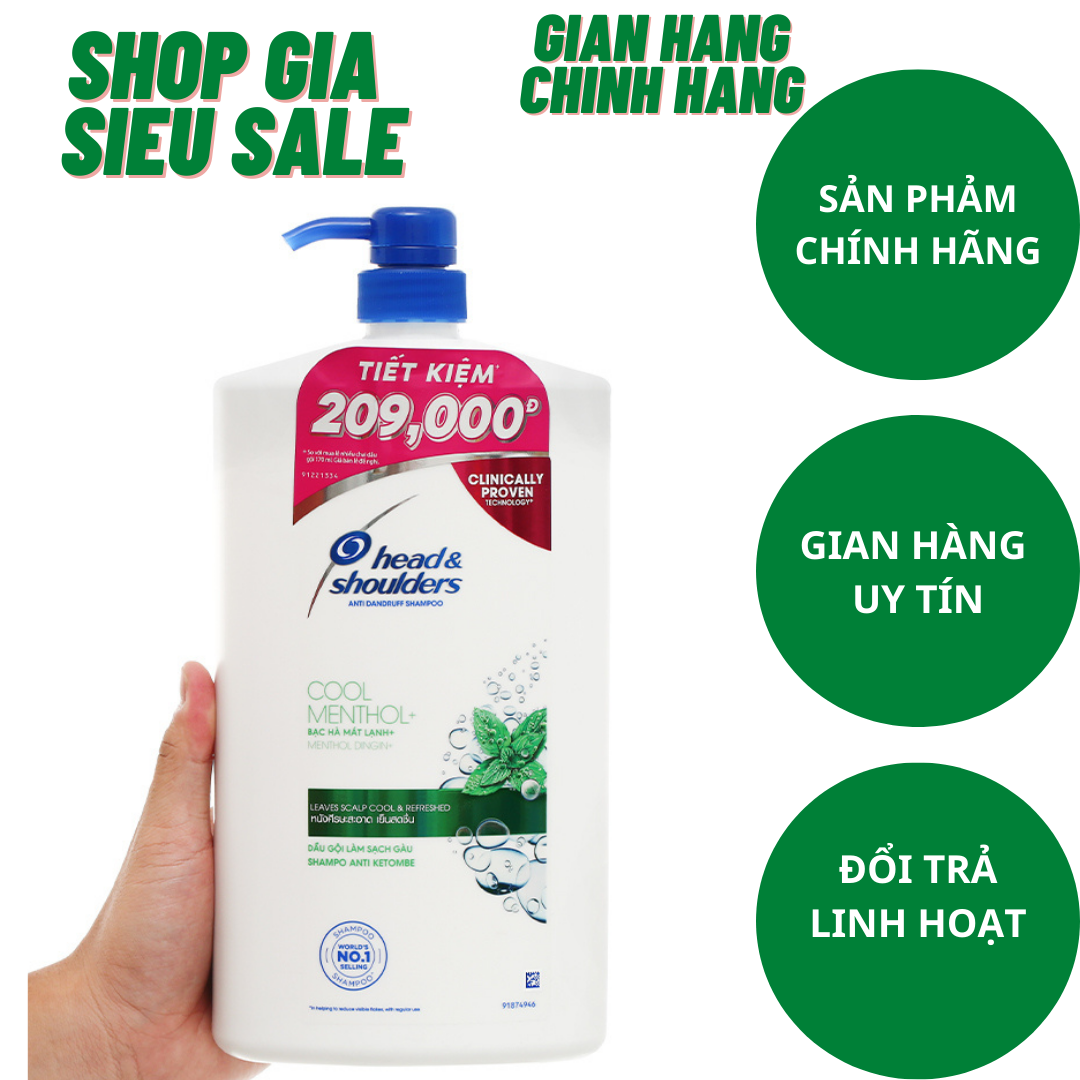 Dầu gội sạch gàu Head & Shoulders bạc hà mát lạnh 1.8 lít