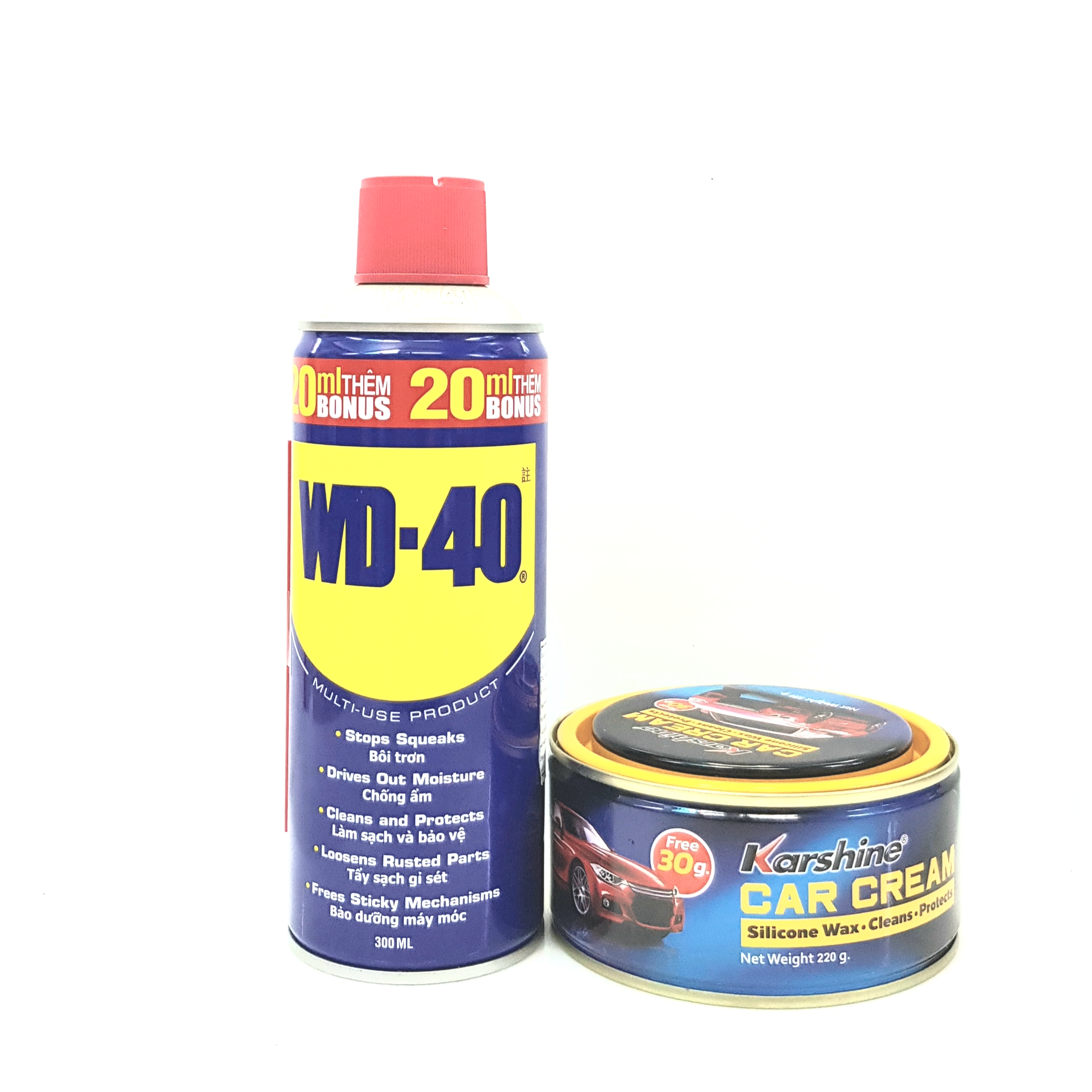 Wd40 300ml và kem đánh bóng sơn xe karshine 220gr
