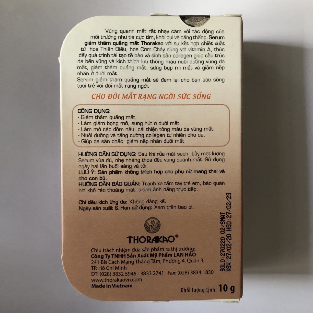 SERUM GIẢM THÂM QUẦNG MẮT 10 G THORAKAO