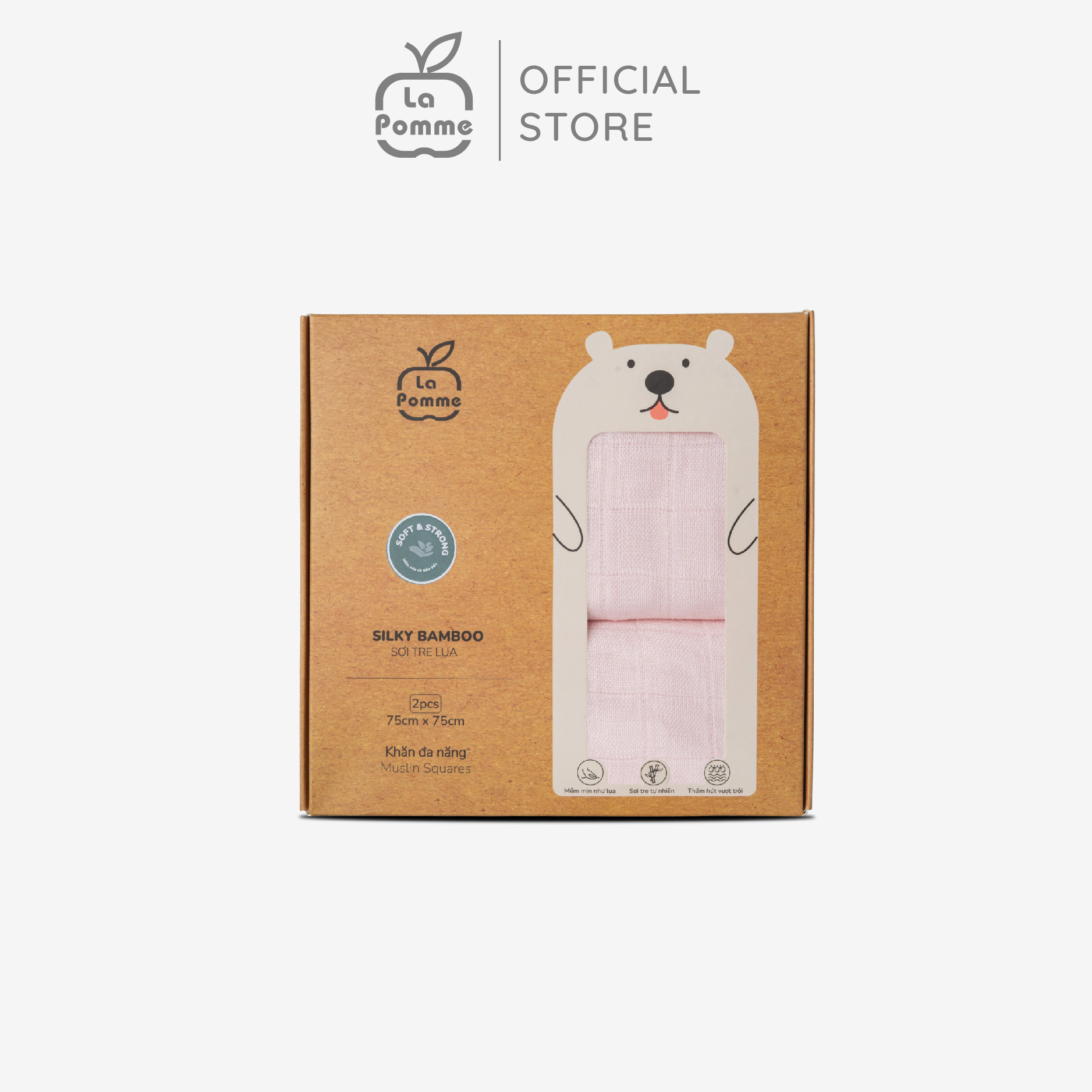 K002 Set 2 Khăn đa năng sợi tre lụa (75x75) La pomme
