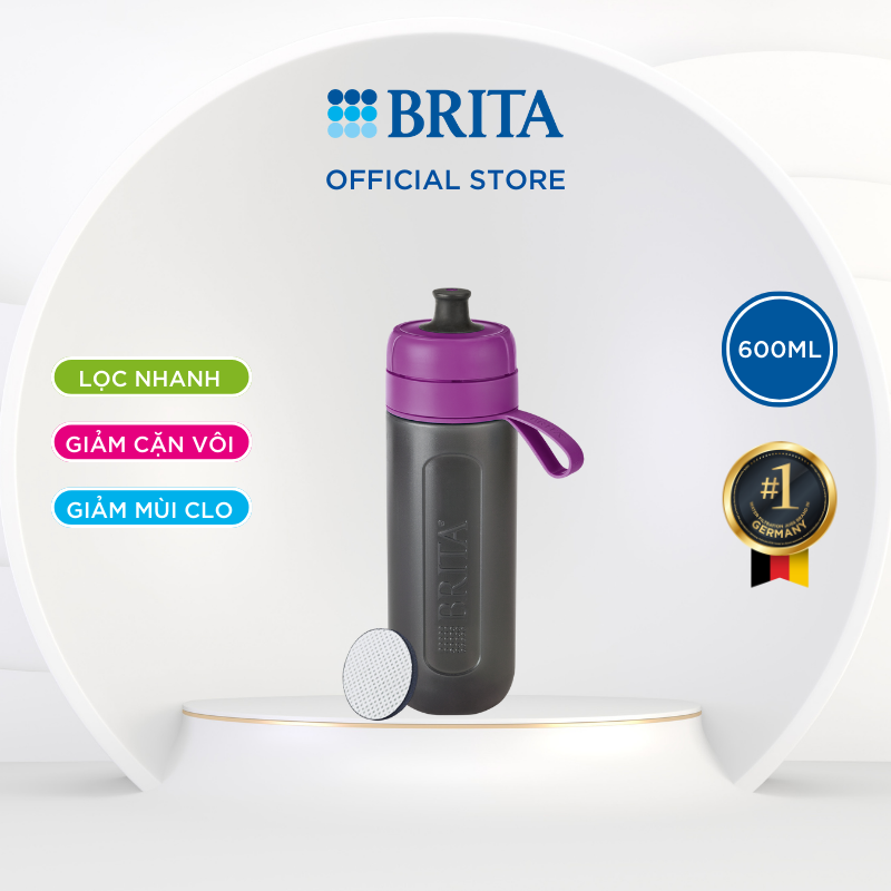 Bình lọc nước BRITA Active Purple 600ml (có sẵn 1 đĩa lọc Microdisc) - Thương hiệu đến từ Đức