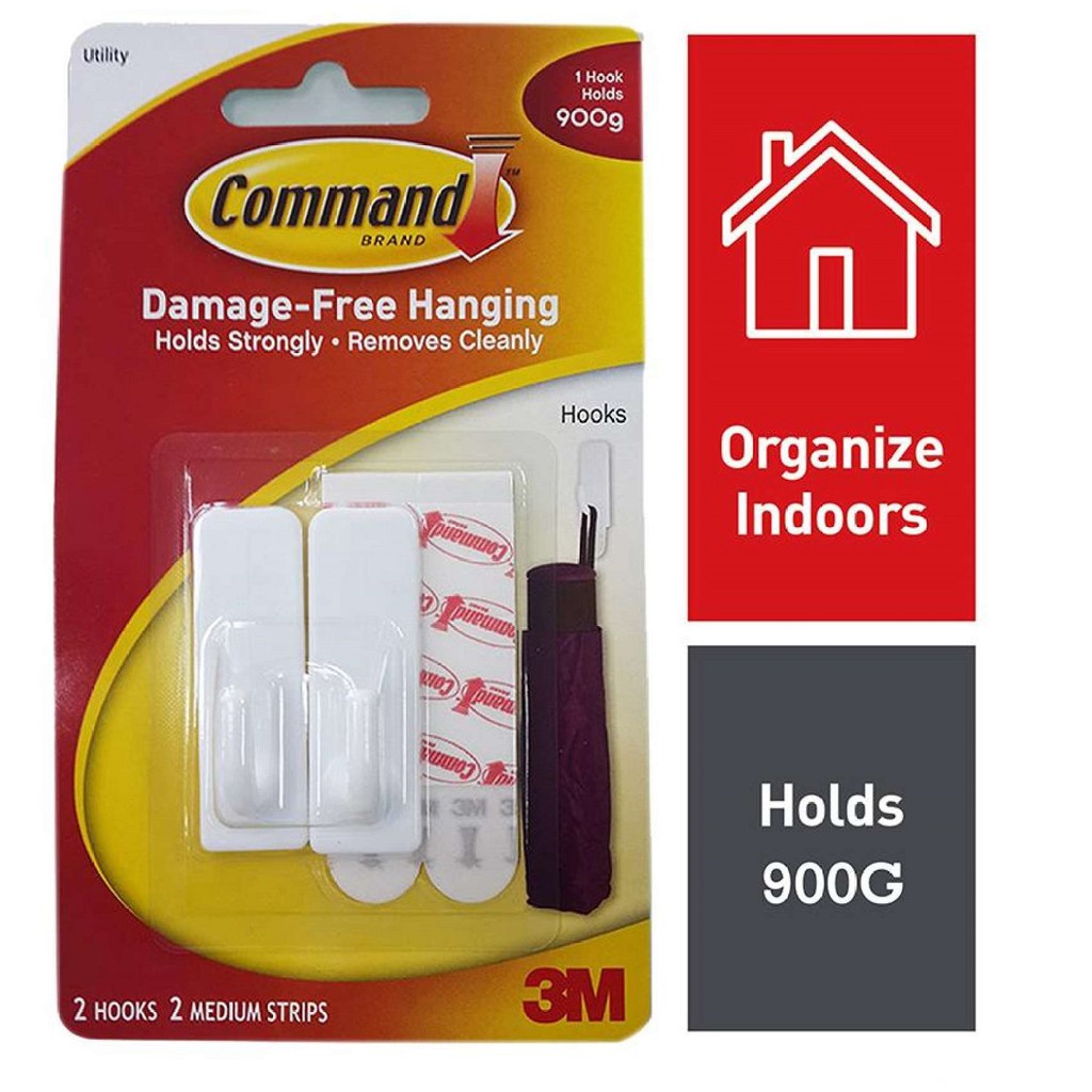 [HCM]Móc dán tường vuông 900gr vỉ 2 cái Command 3M 17501