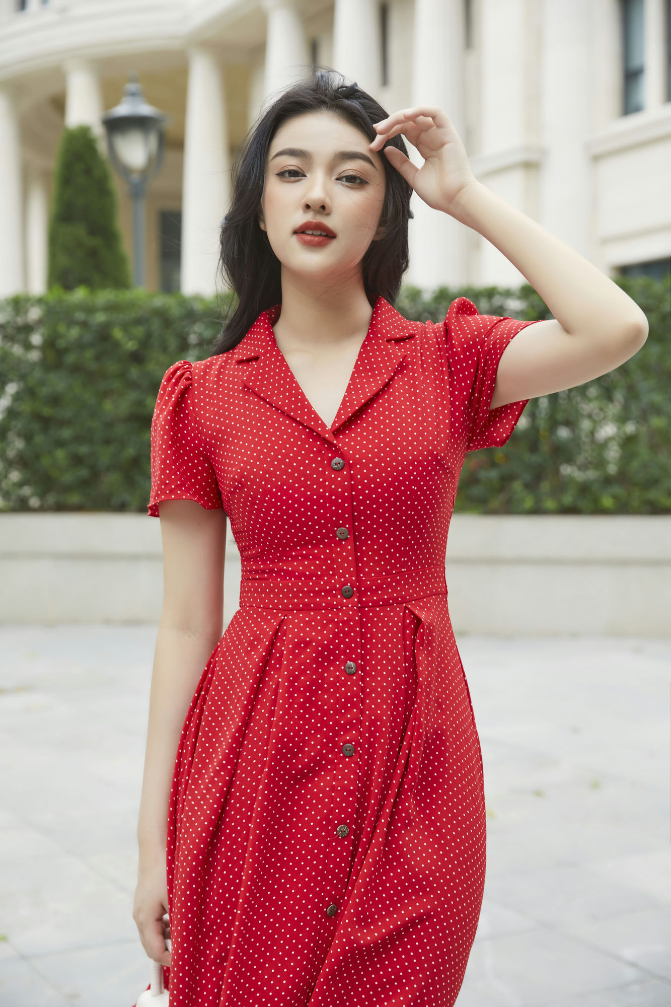 Váy nữ chấm bi phong cách trẻ trung SHI022 ( Đỏ )