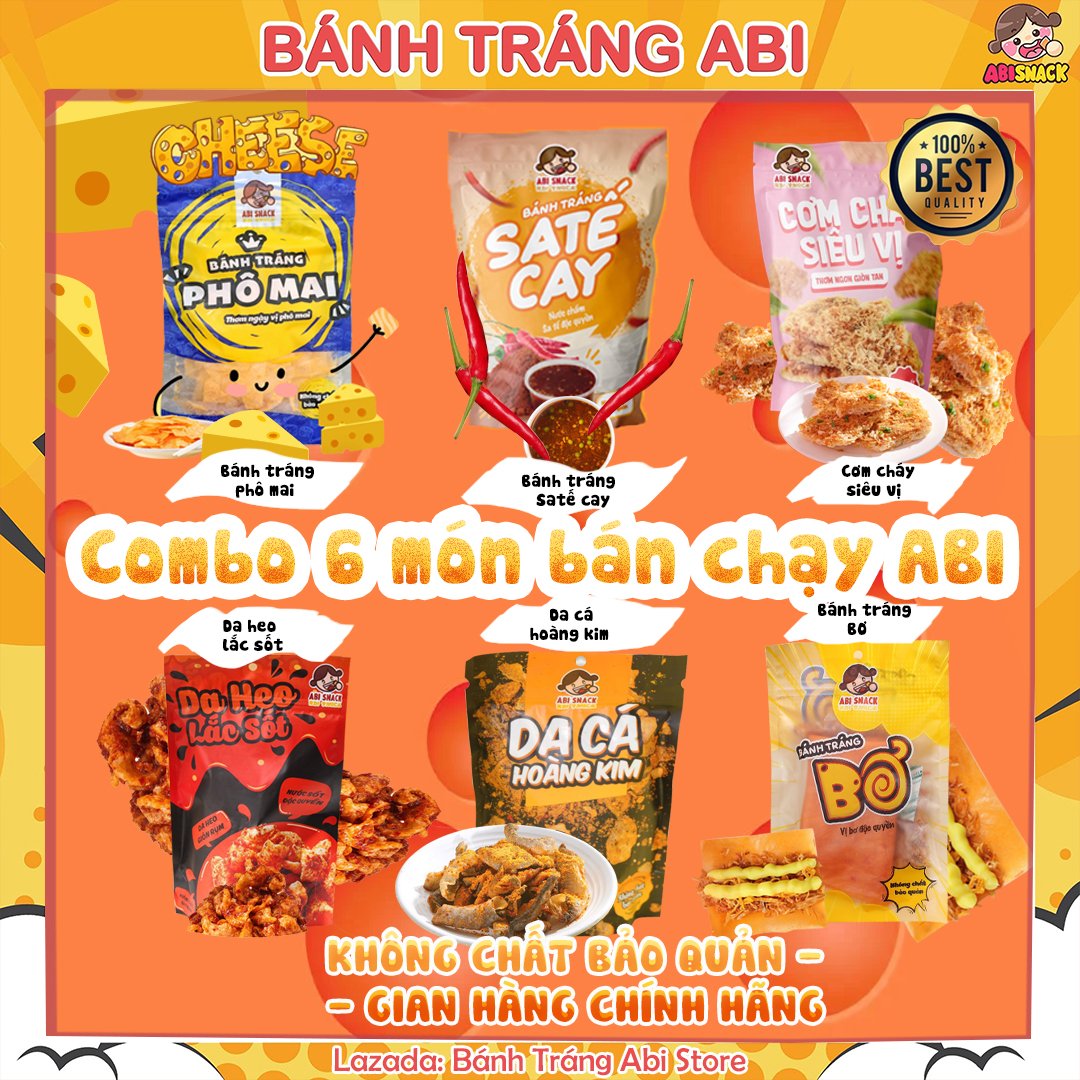 Combo Bán Chạy best seller 6 Món Abi food-ABI SNACK 6 món ngon nhất Tặng Quà