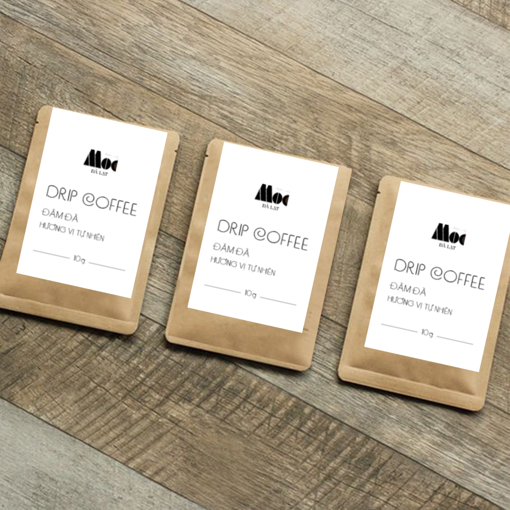 Cà phê phin giấy nguyên chất rang mộc - (Hộp 10 gói x 10g) - Cà phê Mộc Đà Lạt