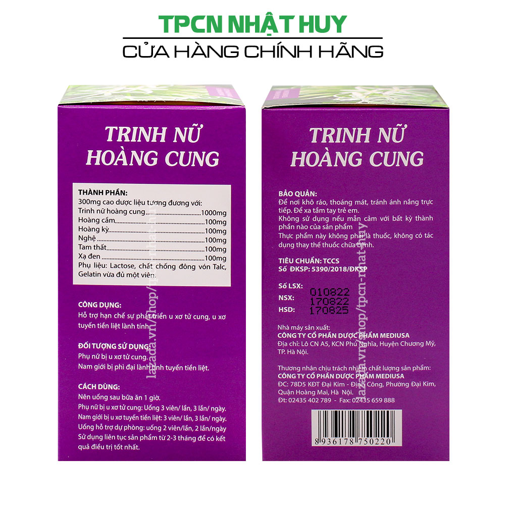 Viên uống Trinh Nữ Hoàng Cung thảo dược Tam thất, Xạ đen hỗ trợ hạn chế phát triển u xơ tử cung - Lọ 50 viên