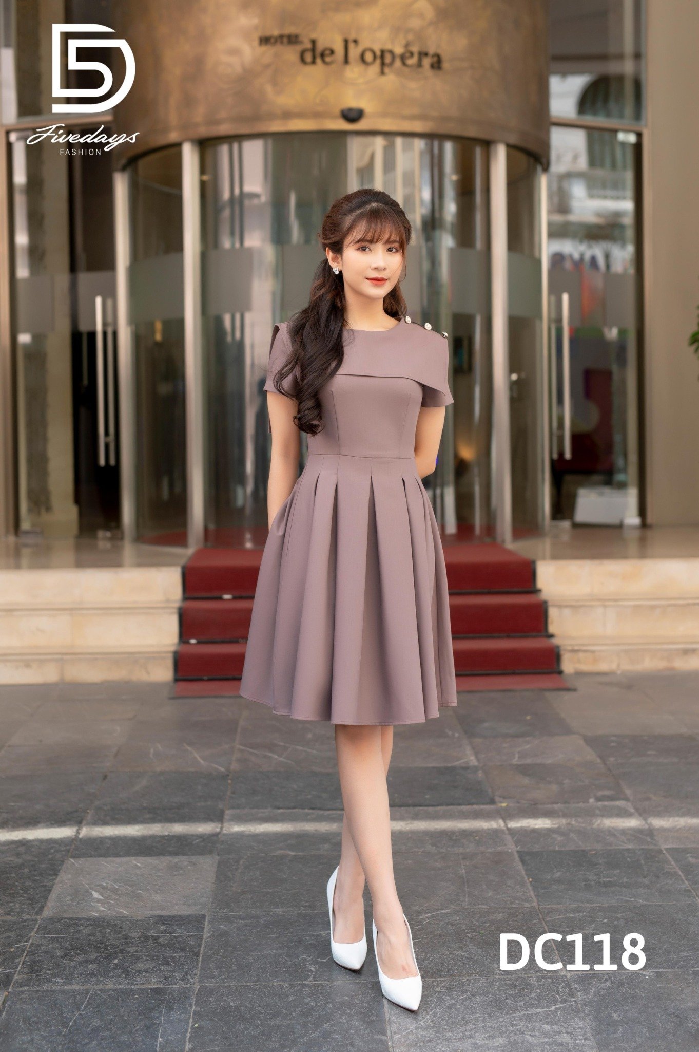 Fivedays - Đầm thuỷ thủ xếp ly thân dưới