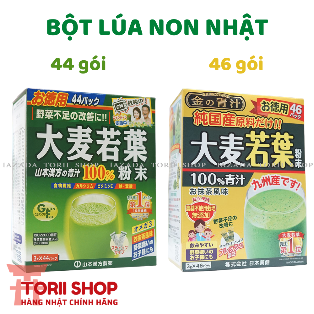 [Date dài] Bột mầm lúa mạch non, bột lá lúa non nguyên chất hàng chính hãng Nhật Bản 2 loại | Bột mầm lúa mạch non Grass Barley 44 gói | Bột lá lúa non Barley Golden 46 gói bổ sung chất xơ, vitamin, tăng đề kháng, thanh lọc cơ thể