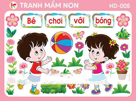 Decal mầm non - góc hoạt động với đồ vật hd-005