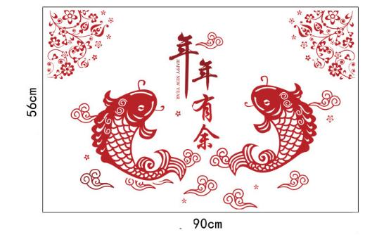 [HCM]Decal Trang Trí Tết - Cá Chép Đỏ Đón Xuân
