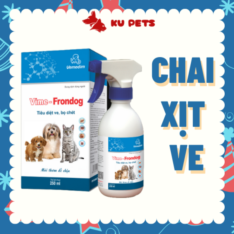 Chai xịt trị ve rận bọ chét cho Chó Mèo VIME - FRONDOG 250ml